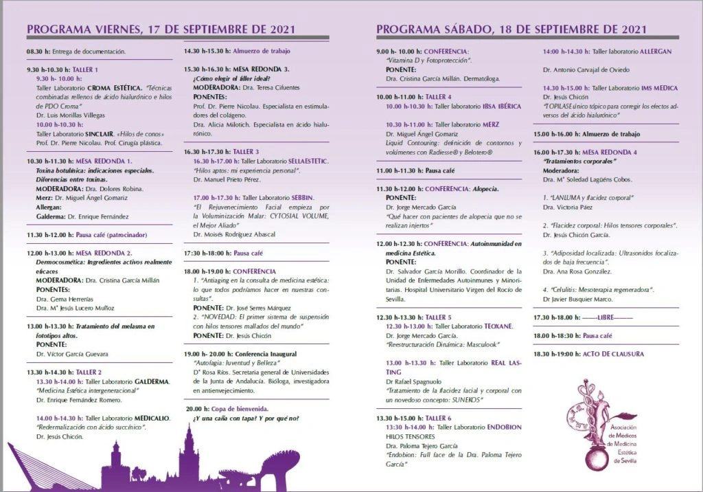 Sellaesthetic - Programa 3as Jornadas Hispalenses de Medicina Estética - 17 y 18 de septiembre 2021